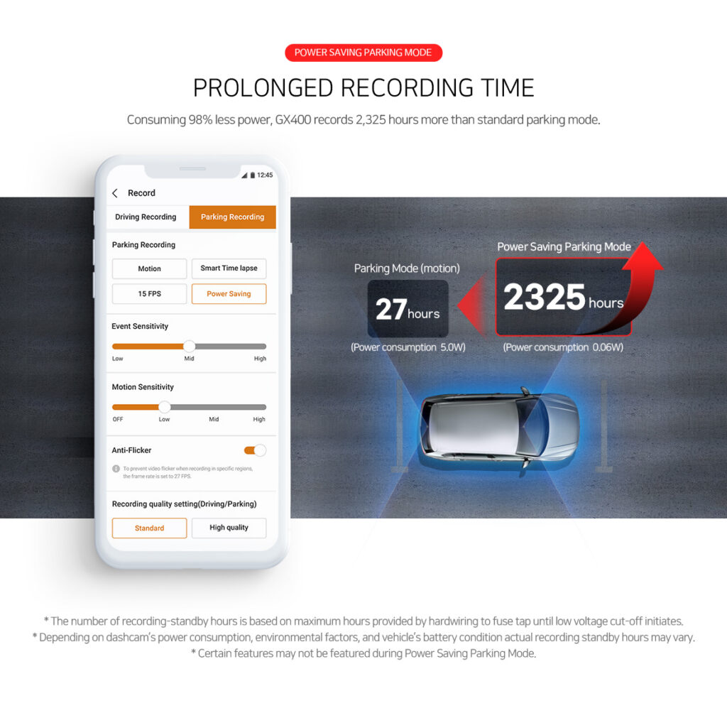FineVu GX400 parking mode feature