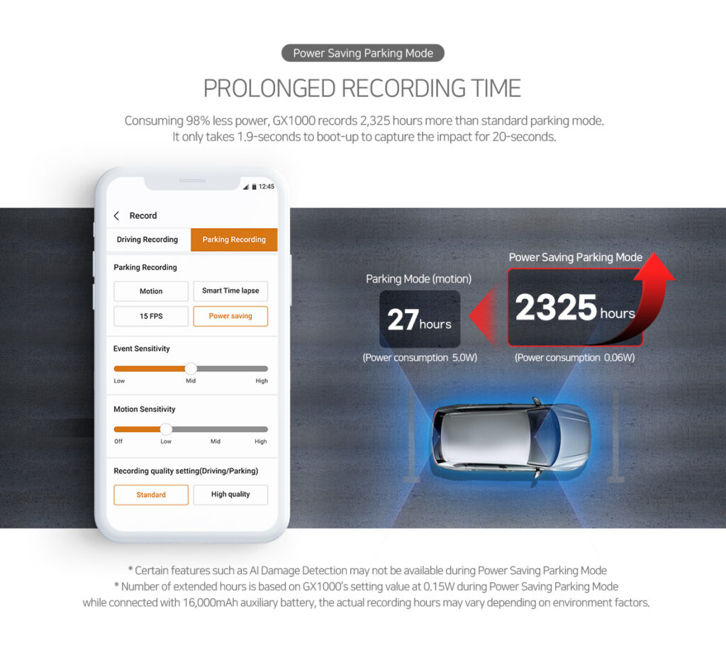 FineVu GX1000 parking mode feature